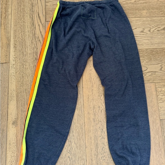Aviator Nation 5 STRIPE SWEATPANTS - HEATHER NAVY // NEON RAINBOW - Picture 3 of 5